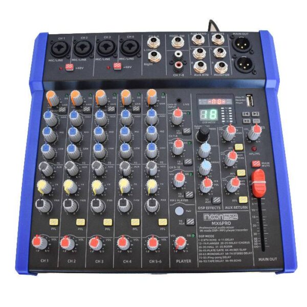 Mixer de seis canales con 99 efectos DSP 24 BIT 48KHZ, reproductor MP3, wireless,  grabacion, interfase de audio USB, salida de master - Image 5