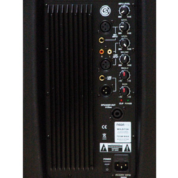BAFLE POTENCIADO DE 15"  CON USB, SD, BLUETOOTH, RADIO, PANTALLA, CONTROL REMOTO WILD15AUP - Image 4