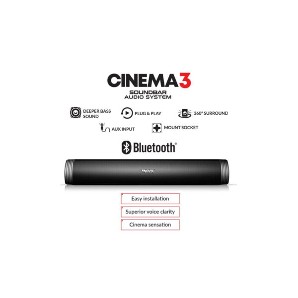 Barra Sonido Novik Cinema 3 Soundbar 80w Rms Bluetooth Aux. Color Negro Frecuencia 50 - Image 4