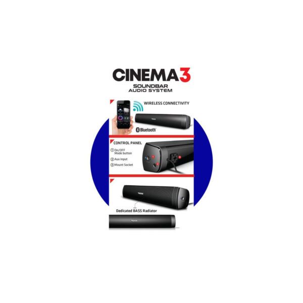 Barra Sonido Novik Cinema 3 Soundbar 80w Rms Bluetooth Aux. Color Negro Frecuencia 50 - Image 8