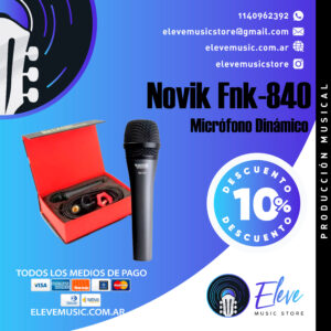 Microfono Novik Fnk840 Cardioide Voces Cable Estuche Pipeta