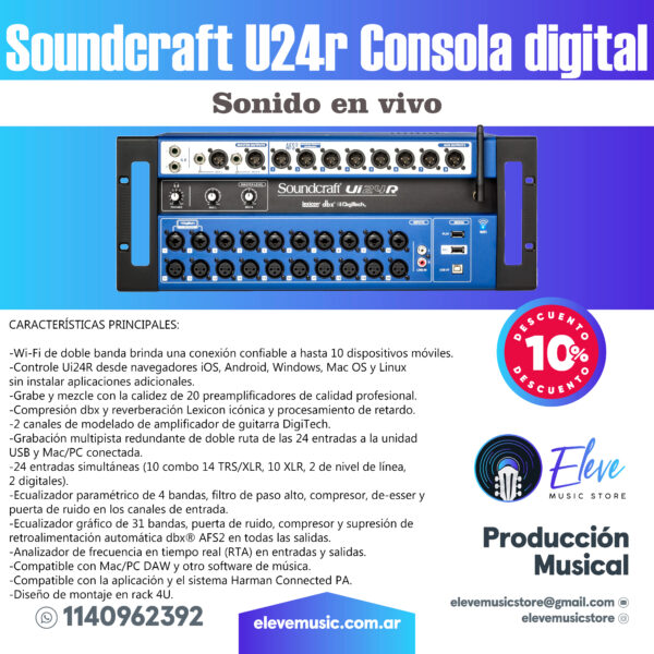 Consola Mixer Soundcraft Ui-24r Grabador Usb Multipista - Image 8