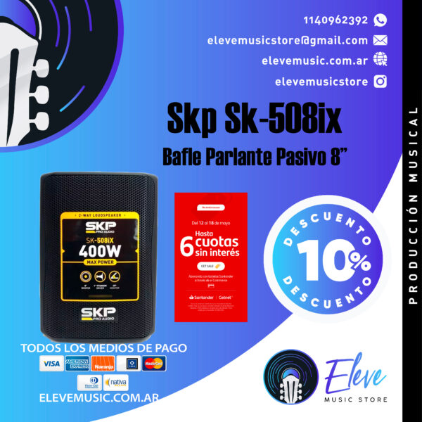 Bafle Pasivo Parlante 8 Pulgadas Skp Sk-508ix 100w Rms