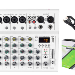 Consola Mixer 6 Canales Blanca Metalica