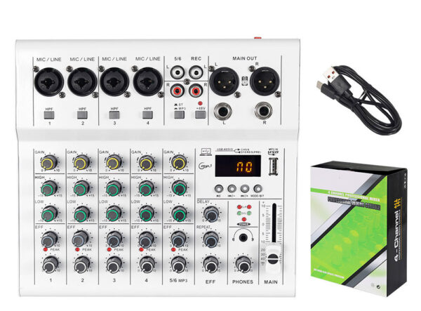 Consola Mixer 6 Canales Blanca Metalica